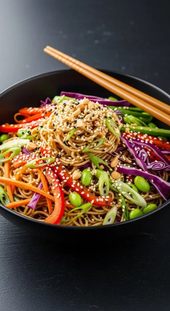 15 Best Summer Pasta Salad Recipes for Your Next Gathering 5 Asian sesame noodle salad with colorful vegetables, peanuts, and ginger-soy dressing