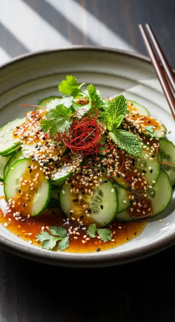 15 Best Summer Salad Recipes with Fresh Vegetables 2 Asian-inspired summer cucumber salad with sesame dressing