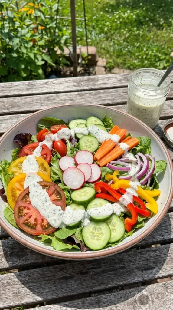 15 Best Summer Salad Recipes with Fresh Vegetables 15 Classic garden salad with fresh vegetables and homemade ranch dressing