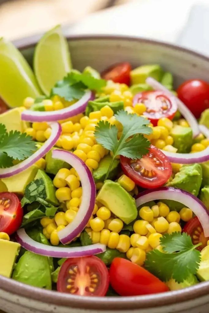15 Best Summer Salad Recipes with Fresh Vegetables 7 Fresh corn and avocado summer salad with lime dressing