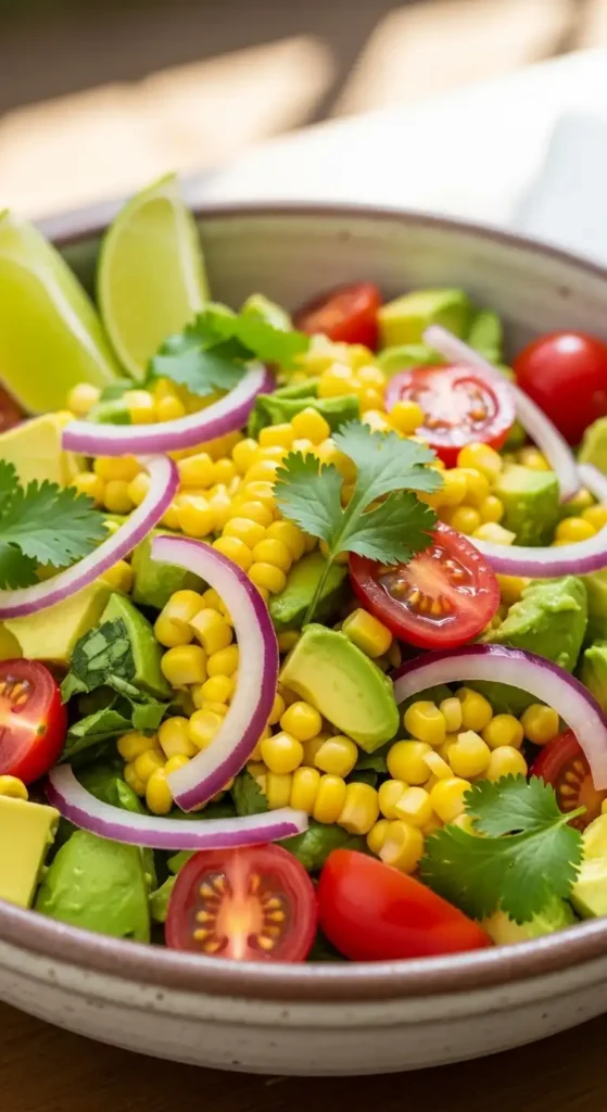 15 Best Summer Salad Recipes with Fresh Vegetables 7 Fresh corn and avocado summer salad with lime dressing
