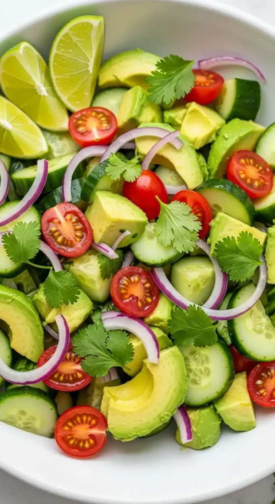 18 Cucumber Salad Recipes (Fresh & Easy!) 12 Fresh cucumber avocado salad with lime dressing and cilantro