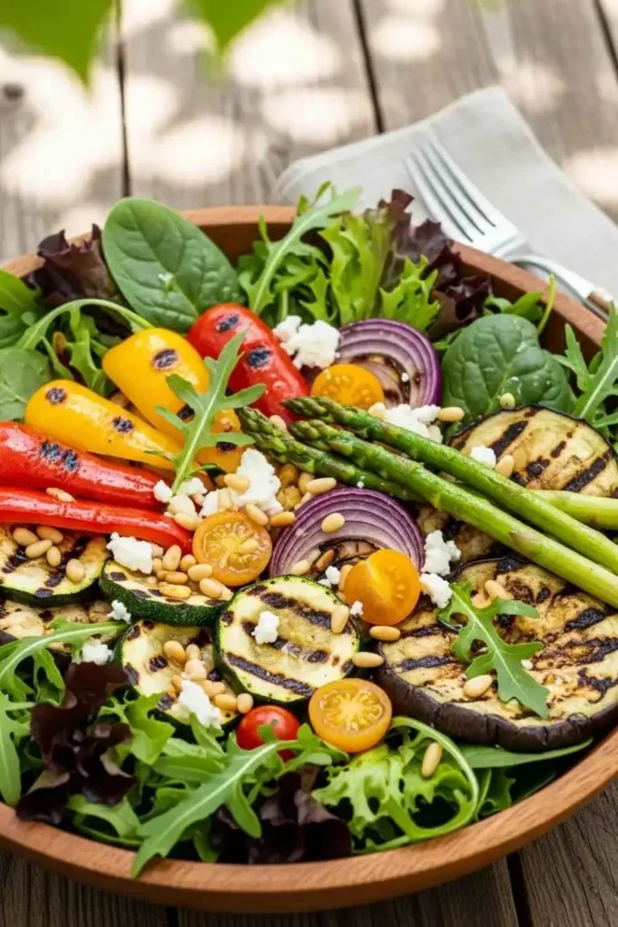 15 Best Summer Salad Recipes with Fresh Vegetables 4 Grilled vegetable summer salad with mixed greens
