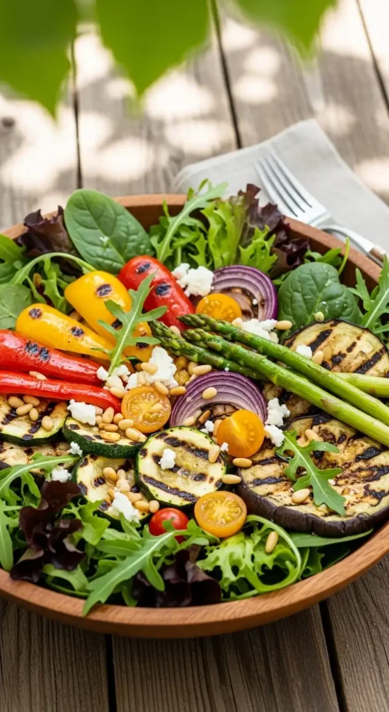 15 Best Summer Salad Recipes with Fresh Vegetables 4 Grilled vegetable summer salad with mixed greens