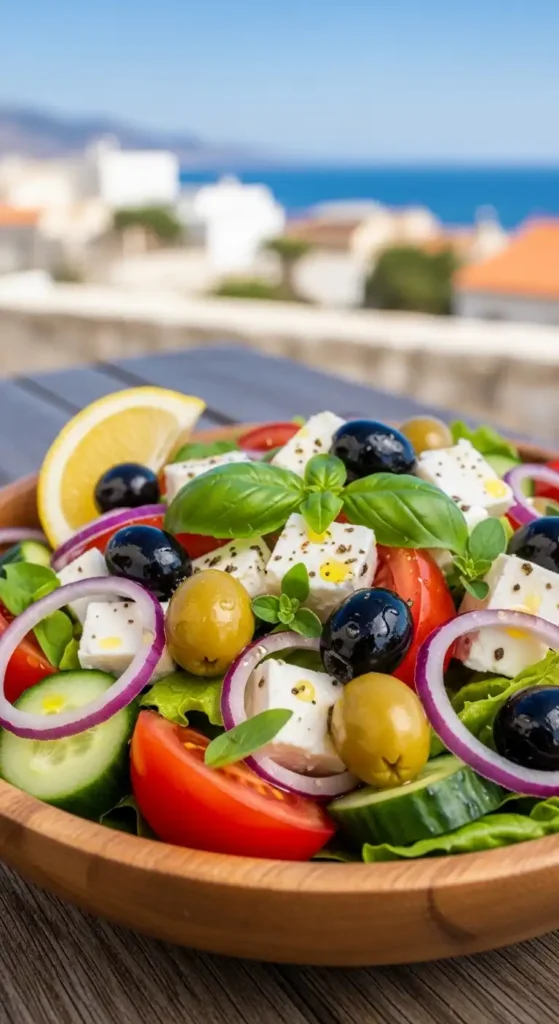 15 Best Summer Salad Recipes with Fresh Vegetables 1 Mediterranean Summer Salad with feta cheese, olives, and fresh vegetables
