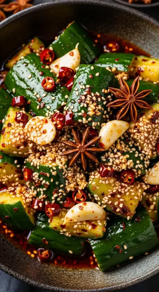 18 Cucumber Salad Recipes (Fresh & Easy!) 11 Spicy cucumber salad with red chili flakes, garlic, and sesame oil