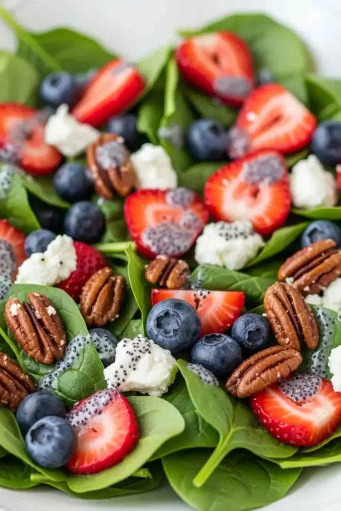 15 Best Summer Salad Recipes with Fresh Vegetables 9 Summer berry and spinach salad with strawberries and goat cheese