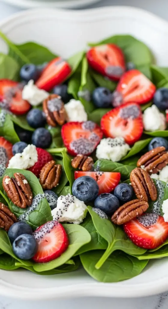 15 Best Summer Salad Recipes with Fresh Vegetables 9 Summer berry and spinach salad with strawberries and goat cheese
