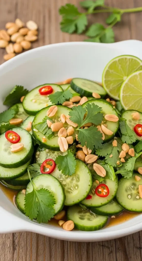 18 Cucumber Salad Recipes (Fresh & Easy!) 6 Spicy Thai cucumber salad with peanuts, cilantro, and lime dressing