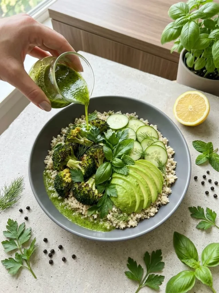 15 Easy Broccoli Salad Recipes for Any Occasion 15 Broccoli quinoa power salad with avocado cucumber and green lemon herb dressing in a meal prep bowl
