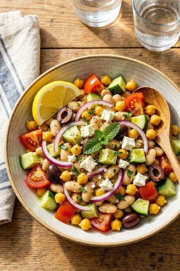 8 Healthy Mediterranean Diet Recipes for Beginners 2 Mediterranean dense bean salad bowl