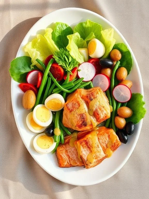 10 Fresh Spring Salad Recipes You'll Love 7 Spring Nicoise salad platter with eggs, green beans and tuna — seasonal salad recipe