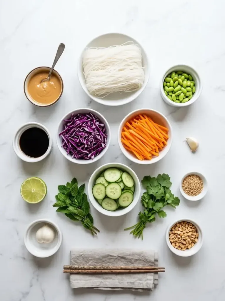 Spring Roll Salad Bowl with Peanut Dressing 1 ingredients for spring roll salad bowl