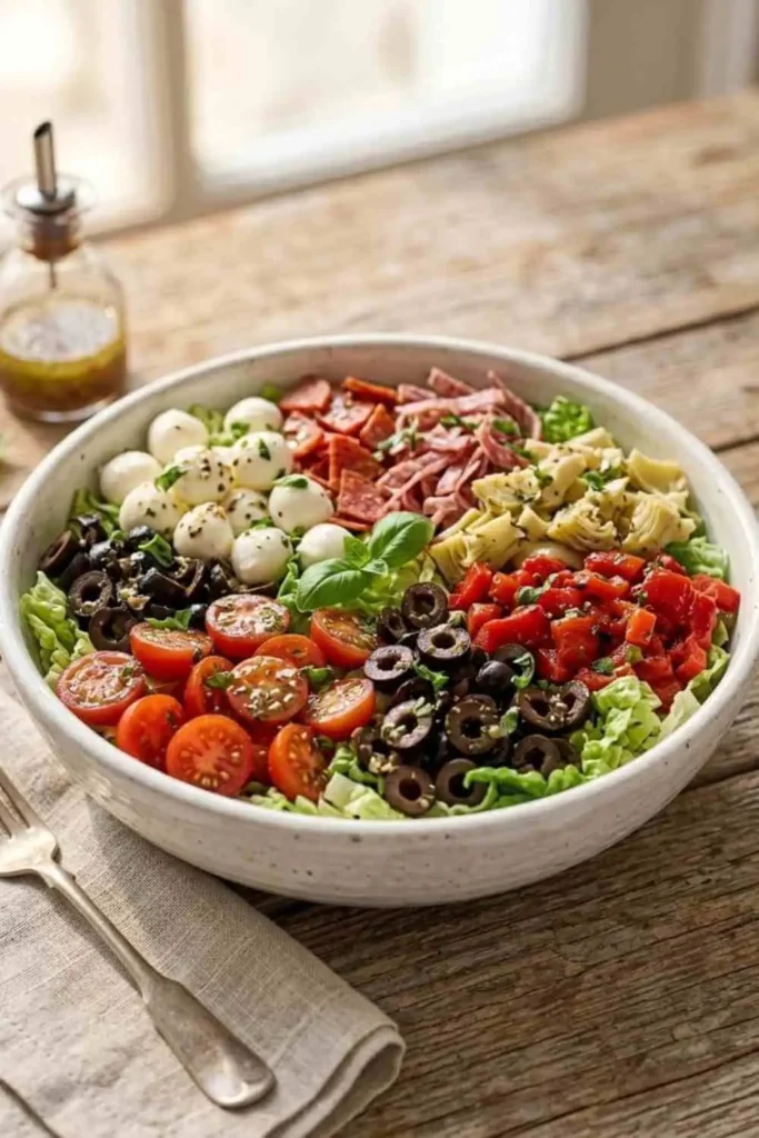 25 Best Chopped Salad Recipes (Easy, Fresh & Crowd-Pleasing) 6 Italian antipasto chopped salad with salami, pepperoni, mozzarella, olives and roasted peppers.
