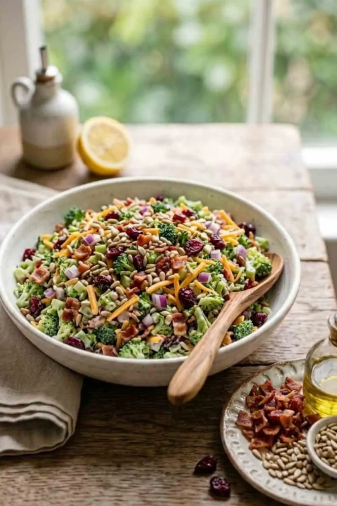 25 Best Chopped Salad Recipes (Easy, Fresh & Crowd-Pleasing) 17 Creamy broccoli chopped salad with bacon, cheddar cheese, cranberries and sunflower seeds.