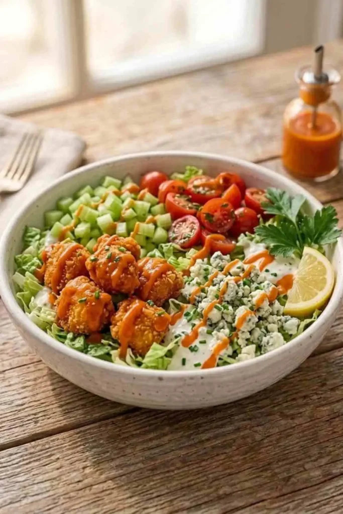 25 Best Chopped Salad Recipes (Easy, Fresh & Crowd-Pleasing) 9 Buffalo chicken chopped salad with ranch dressing, celery and blue cheese.