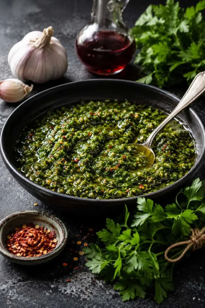 7 Best Dipping Sauces Recipes (Easy & Homemade!) 3 Fresh chimichurri sauce in a bowl - best herb dipping sauce recipe