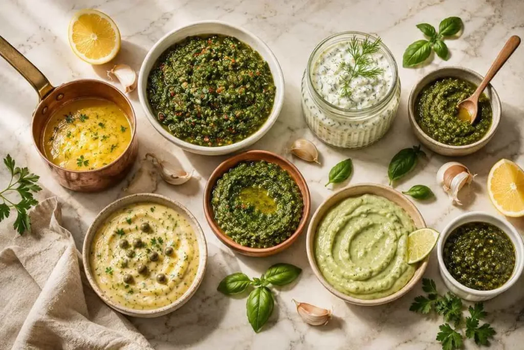 7 Best Dipping Sauces Recipes (Easy & Homemade!) 1 Collection of 7 homemade dipping sauce recipes including lemon butter, chimichurri, pesto, tzatziki and avocado cream sauce