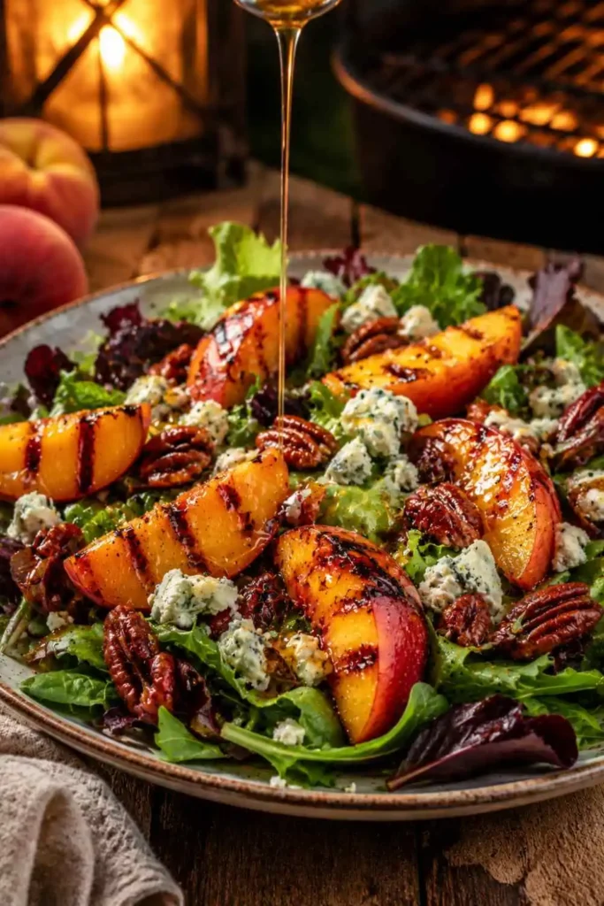 10 Best Fresh Peach Salad Recipes for Summer 5 grilled peach salad blue cheese pecans