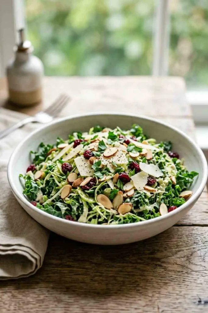 25 Best Chopped Salad Recipes (Easy, Fresh & Crowd-Pleasing) 14 Healthy kale chopped salad with Brussels sprouts, cranberries, almonds and lemon tahini dressing.