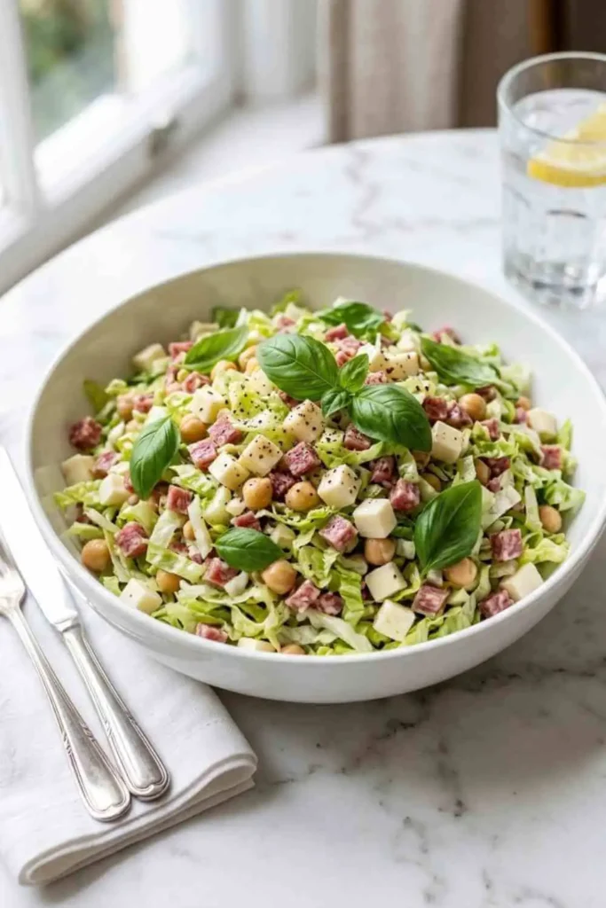 25 Best Chopped Salad Recipes (Easy, Fresh & Crowd-Pleasing) 20 Copycat La Scala chopped salad with salami, chickpeas, mozzarella and iceberg lettuce.