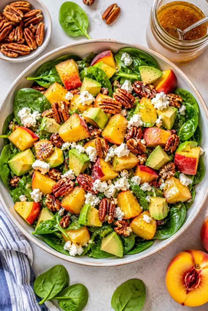 10 Best Fresh Peach Salad Recipes for Summer 6 peach feta salad avocado pecans
