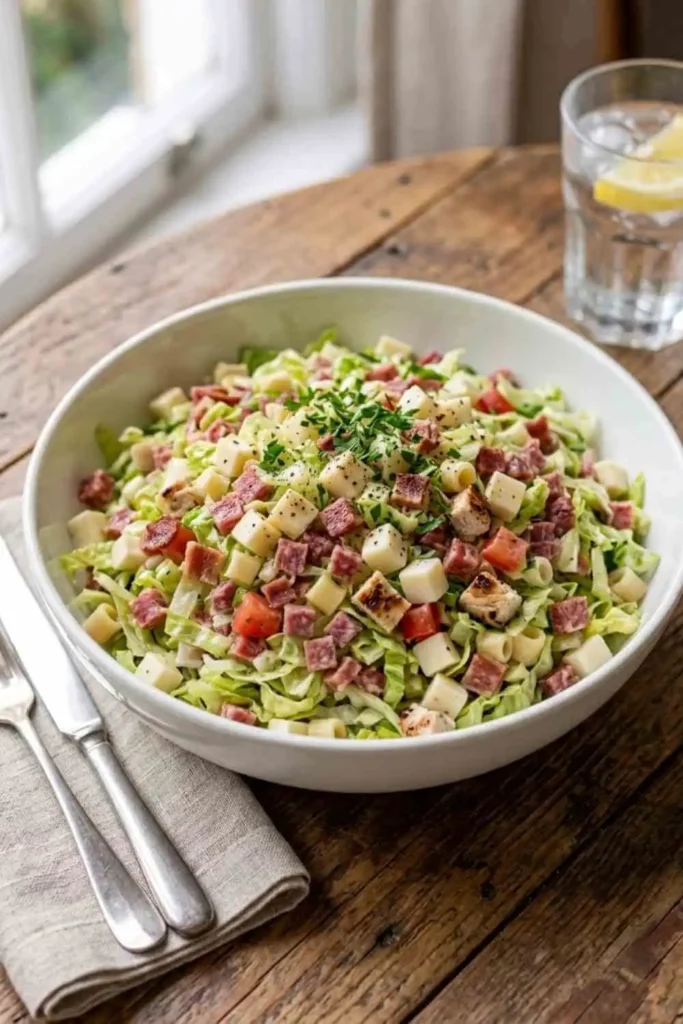 25 Best Chopped Salad Recipes (Easy, Fresh & Crowd-Pleasing) 21 Portillo's chopped salad with chicken, bacon, ditalini pasta and Italian dressing.