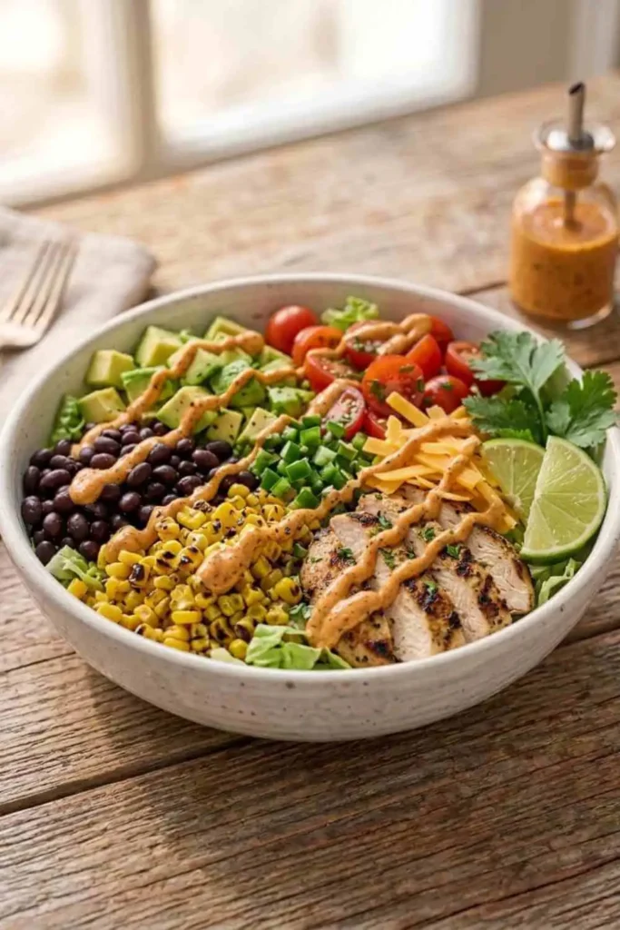 25 Best Chopped Salad Recipes (Easy, Fresh & Crowd-Pleasing) 10 Southwest chicken chopped salad with corn, black beans, avocado and chipotle ranch dressing.