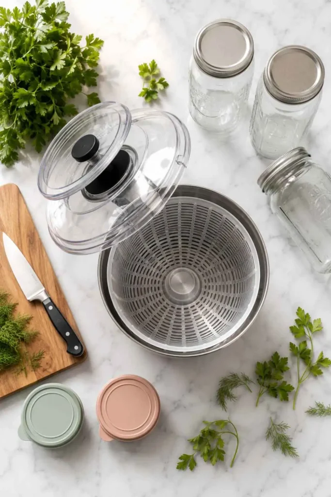 10 Easy Special Diet Salads for Quick Meal Planning 12 Essential tools for Special Diet Salads meal prep including salad spinner mason jars and silicone dressing containers