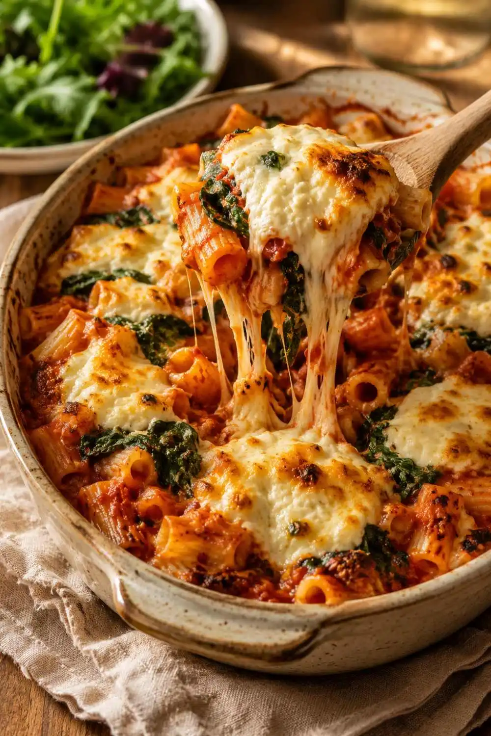 5 Quick and Creamy Ricotta Pasta Recipes You’ll Love (Easy Italian Recipes) 3 Baking dish of spinach ricotta pasta bake - easy dump and bake dinner