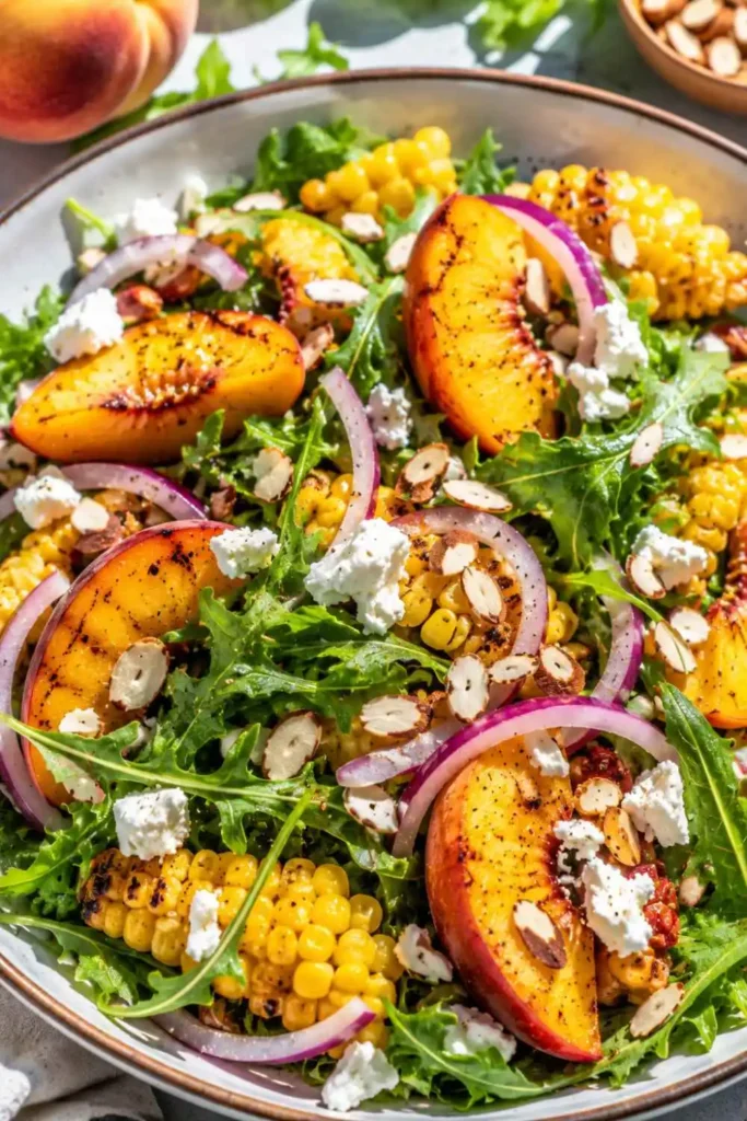 10 Best Fresh Peach Salad Recipes for Summer 7 summer peach corn salad goat cheese